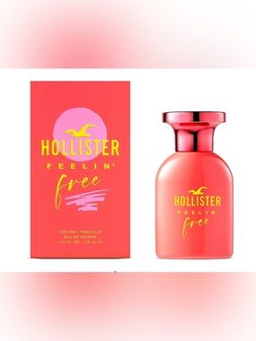 Hollister Feelin' Free Coral-Pink & Yellow Fragrance Bottle